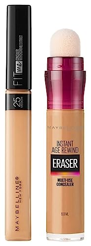 Image of Maybelline New York Instant Age Rewind Concealer, Caramel, 6ml and Maybelline New York Fit Me Concealer,25 Medium, 6.8ml