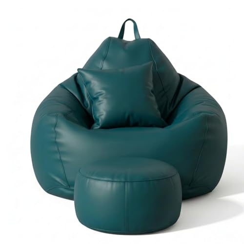 Image of KAM'S LIEU 6XL Jumbo Premium Bean Bag Chair with Footrest & Cushion | Filled with High Density EPS Beans | Comfortable Sofa for Living Room & Bedroom | 6 Months Warranty, Color- (Teal, 6XL, Premium)