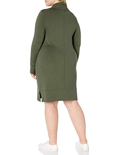 Amazon Brand - Daily Ritual Women's Plus Size Supersoft Terry Long-Sleeve Cowl Neck Dress, 6X, Olive - Image 3