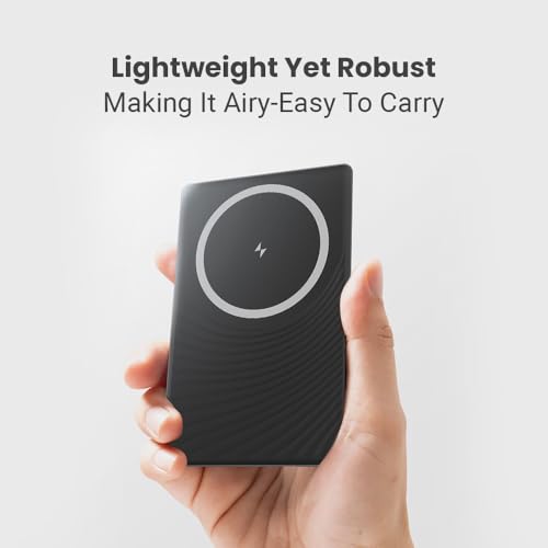 Image of Toreto Magsafe Wireless 10000Mah Fast Charging USB Type-C Input Power Bank, 20W Output for iPhone 12 & Above, Android & Other Qi Enabled Devices + Magnetic Ring (eon Ultra, Black)