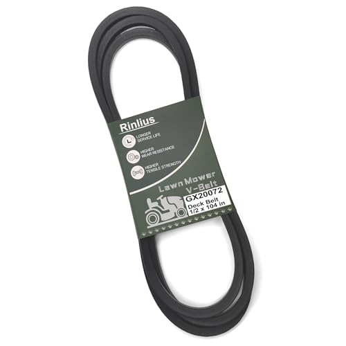 Rinlius Mower Deck Belt GX20072 for John Deere LA105 LA115 L110 D110 L100 L130 L1742 D100 D120 D130 GY20570 42 inch Deck Riding Lawn Mowers(1/2 x 104)
