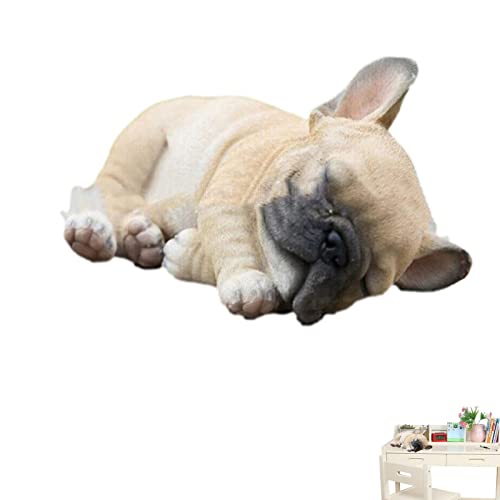 GIMOCOOL Figurine Bouledogue français - Statue d'animal de décor de Jardin de Chien,Sleepy Bouledogue français Mignon Chiot résine Figurine décoration pelouse décoration Sculpture Jardin Cover
