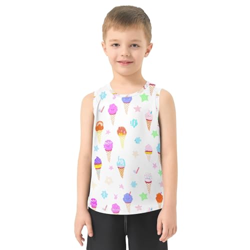 J JOYSAY Cartoon Icecream Stars White Boys Tank Top Sleeveless Muscle Shirts Quick Dry Kids T-Shirts 3-15T2