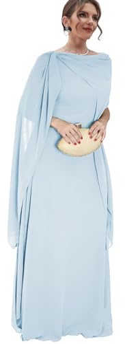 Chiffon Mother of The Bride Dresses for Women Long Formal Mother of The Groom Dress with Cape4