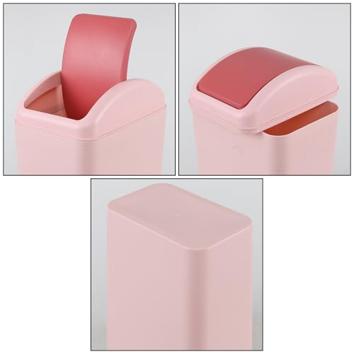 Caneca de basura plástica rectangular rosa 3.5 gal. miniatura 2