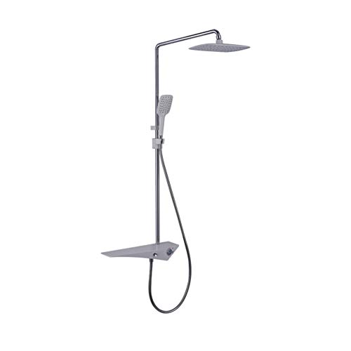 Rechteckiges Thermostat-Stabmixer-Brauseset mit Regalen Kupfer Multifunktion Dreigangdusche