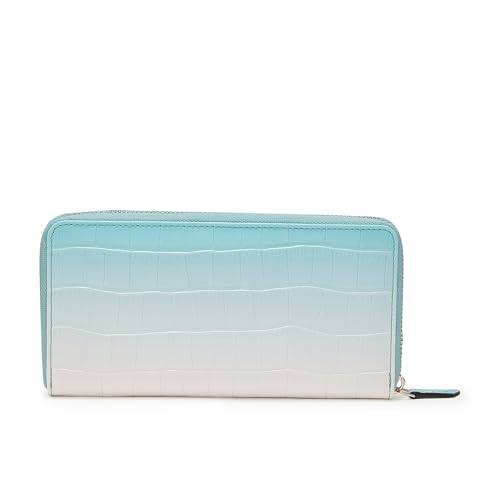Image of Caprese Eva Women's Wristlet Zip Around Wallet, Large| Stylish Faux Leather Wallet with Zipper Closure | Three Compartments & Card Slots | Elegant Design for Casual & Special Occasions (Aqua Blue)