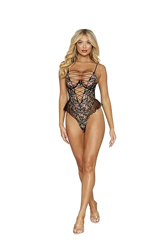 Dreamgirl Floral Lace Black Teddy