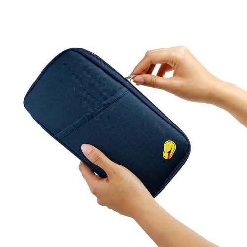 Image of Travel Document Passport Pouch Organizer Zip Holder Travel Pouch, Business Cards, Credit Cards Ticket Coins Currency Check, Id Document & Pen Storage Bag for Men, Women - Multicolor.