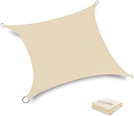 Tuosite Terylene Waterproof Sun Shade Sail UV Blocker Sunshade Patio Equilateral Square Knitted 220 GSM Block Fabric Pergola Carport Awning 10' x 10' in Color Beige