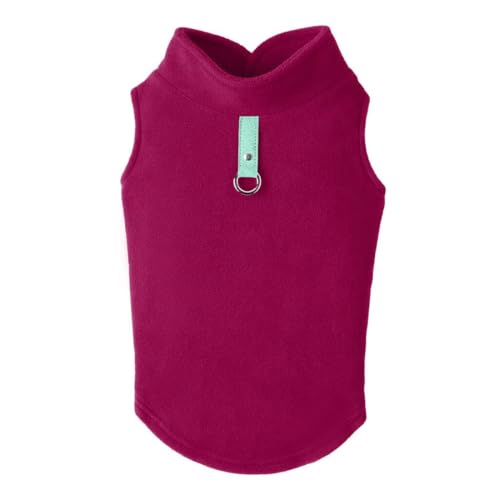 Image of Gooby Fleece Vest Dog Sweater, Fuchsia, Small | Soft warm fleece; Pullover, easy on /off (no zippers); O-ring leash attachment; Machine washable