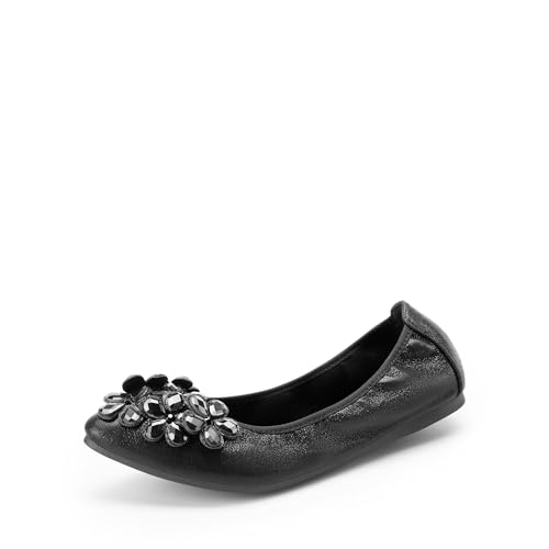 DREAM PAIRS Ballerines plates à bout pointu avec strass scintillants et pliables - Confortables pour femme - Pour mariage, fête, travail, conduite, noir,...