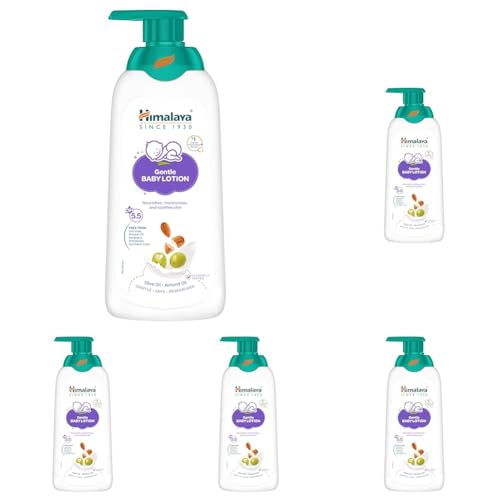Image of Himalaya Gentle Baby Lotion 400ml with Almond oil, Olive oil, Country Mallow | No.1 Doctor-Prescribed Brand |pH 5.5 formulation | Nourishes and moisturizes your baby's skin | Safe for Newborns