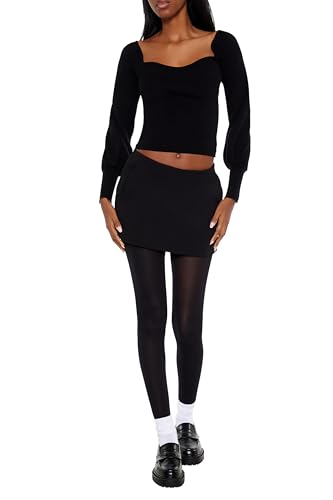 Forever 21 Women's Gigot-Sleeve Sweater-Knit Crop Top2