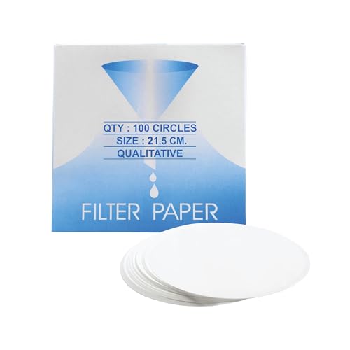 Image of EISCO Pack of 100 Premium Qualitative Filter Paper - 21.5cm, 8-10 Micron, High-Purity Lab Paper for Chemistry, Liquid Filtration, Science Experiments, Research, Classroom & STEM Activities