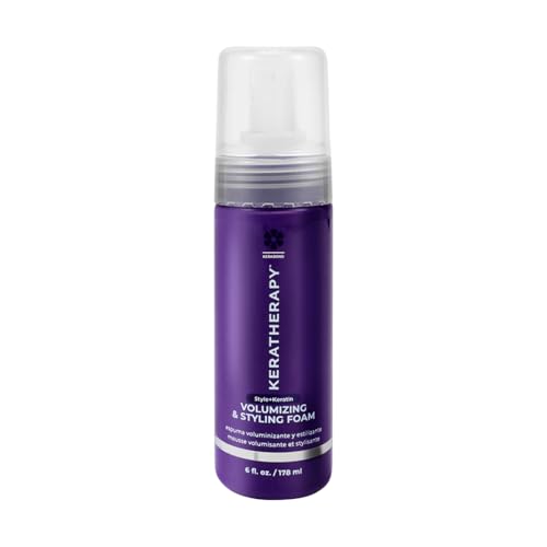 KERATHERAPY Keratin Infused Volumizing Nourishing Styling Foam, 6 fl. oz., 178 ml - Hair Styling Foam with Sunflower Oil, Linseed Oil, & Olive Fruit for Shine & Frizz Control - Volumizing Mousse KERATHERAPY Keratin Infused Volumizing Nourishing Styling Foam, 6 fl. oz., 178 ml - Hair Styling Foam with Sunflower Oil, Linseed Oil, & Olive Fruit for Shine & Frizz Control - Volumizing Mousse