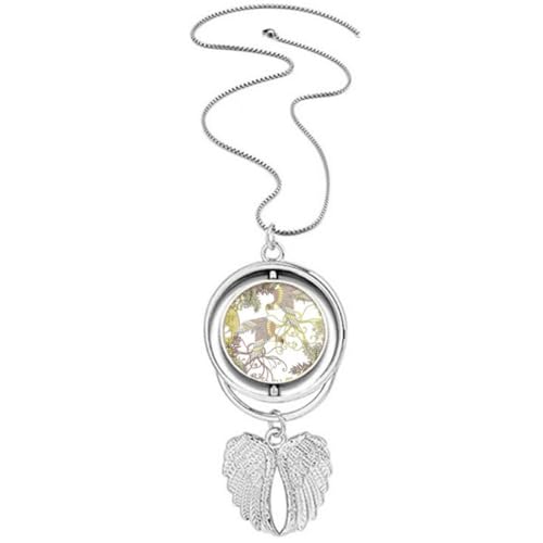 Bijoux ukiyo-e avec pendentif rotatif arbre fleur et ailes d'ange ciselées