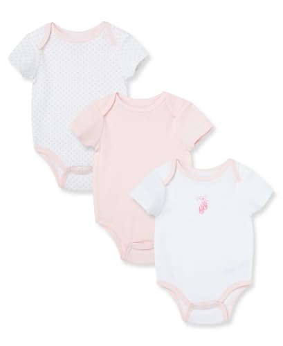 Image of Little Me Clothes for Baby Girls' 3-Pack 100% Cotton Bodysuits with Full Snap Closures, Baby Essentials