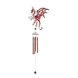 StealStreet SS-G-99415 Red and Pink Dragon Gem Copper Tube Wind Chime, 31'