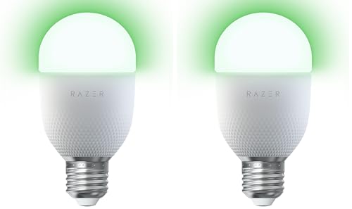 Razer Aether Bulb - Ampoule Intelligente LED RGB pour Maison Connectée (Chroma RGB 16.8 Millions de Couleurs, Compatible avec Matter et l'Application Maison Intelligente (Lot de 2)