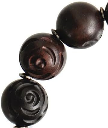 Rosary Bracelet Rose Carved Jujube Wood 13mm - Image 4