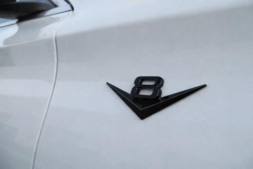 Image of iJDMTOY Vintage Style 3D Matte Black Alloy Metal V8 Emblem Compatible with Grille Hood Trunk Fender Side Door, etc