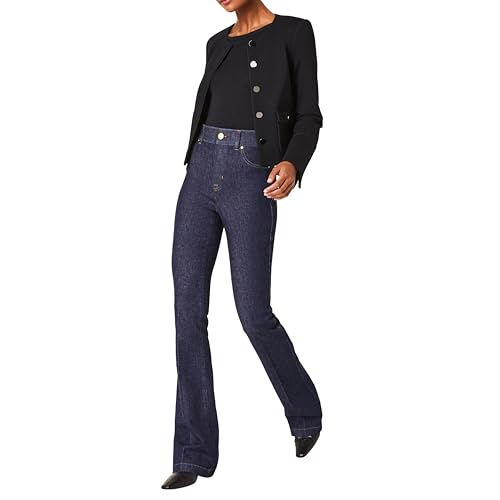 SPANX SPANXshape Original EveryWear Flare Jeans - Core Shaping for Women - High-Rise - Pull-On Denim - Raw Indigo Wash - Medium