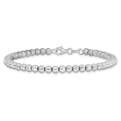 IceCarats 14K Solid White Gold Beaded Ball Chain Bracelet