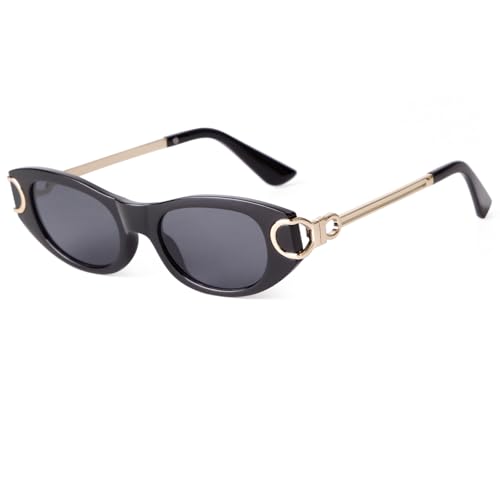 Retro Oval Sunglasses for Women Classic 90s Narrow Oval Sun Glasses Trendy Vintage Cat Eye Shades2