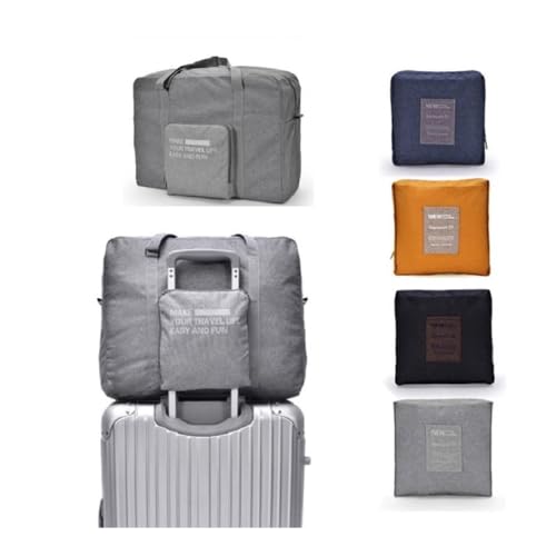 Folding Traveling Bag Oxford Cloth Hand Luggage Travel Bags for Men and Women Weekend Travel Bag (Gray 1PCS) (Orange 1PCS)2