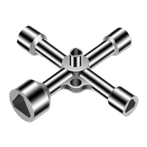 5in1 Triangle valve key,Metal Utility Key Universal Cross Triangle Key Water Meter Valve Key Universal Water Pipe Water Gate Valve for Faucet,Gas Meter,Meter Box,Valve,Electrical Cabinet Opening