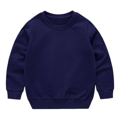 Kids Sweatshirts Boys Girls Solid Color Crewneck Long Sleeve Cotton Pullover Tops for Fall Winter 1-13 Years
