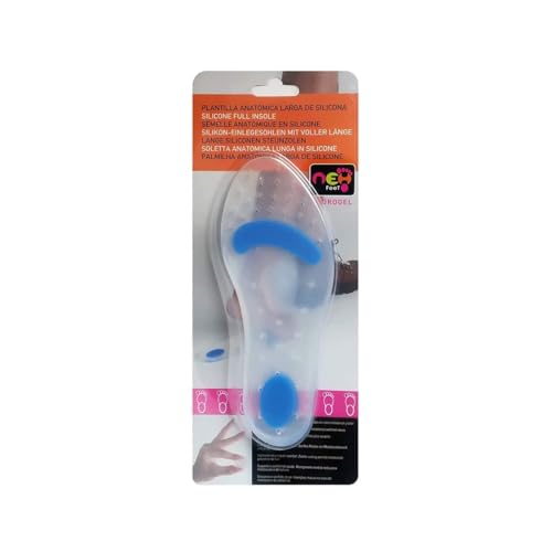 Neh Feet Plantilla Anatómica de Silicona con Descarga Metatarsal y Calcáneo, Talla 2, 39-40 - 1 Unidad, Transparente/Azul