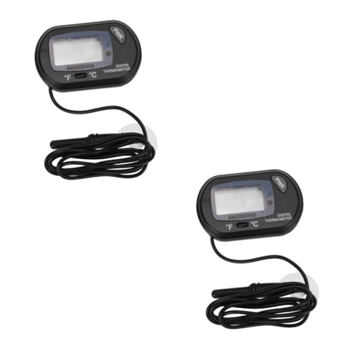Milisten 2 Piezas Termómetro Digital Mini para y Pantalla Grande Diseño para y de Peces Sensor Profesional de Alta Precisión Fácil Lectura Color Negro de Unidades