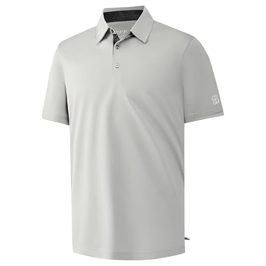 Camisa masculina de golfe de manga curta com absorção de umidade, ajuste seco, cor lisa, casual, piquê, gola polo para homens, Cinza claro, G