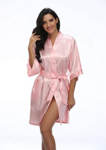 Image of Women's Pure Short Silky Robes Bridesmaid Bride Party Satin Robes Sleepwear