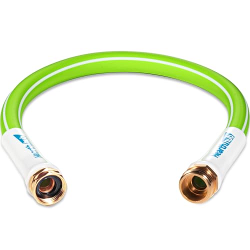Hearthhub Short Garden Leader Hose - 5/8 Inch Lightweight All-Weather Water Hose - Durable And Flexible Leakproof Connections Kink Resistant - Rubber Garden Hose With 3/4 Fittings (1 FT)