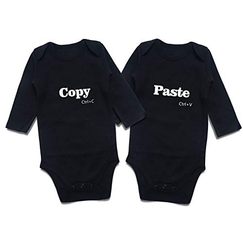 Image of DEFAHN Funny Twins Baby Bodysuits Boys Girls Rompers 2 Pack Twin Matching Clothes Outfits for Newborn Infant
