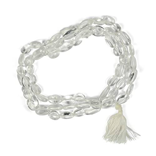 Image of Natural Oval Crystal Beads Mala Necklace Collection for Men & Women, Reiki Energized Gemstone Jewellery for Meditation, Mindful Living, Spiritual Decor & Everyday Fashion Styling
