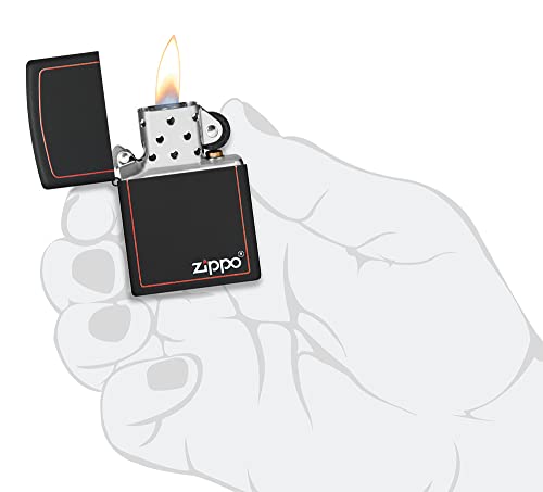 Zippo Windproof Lighter, Classic Black & Red, Black Matte, Colour Image, Refillable, Reusable, Windproof Design, Gift Box - Image 4