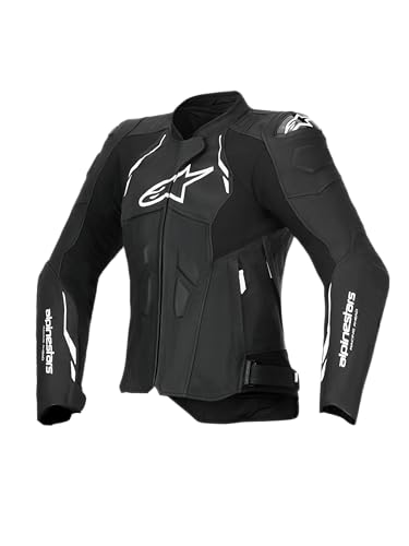 Alpinestars Stella Dusk Blouson en cuir de moto pour femmes, schwarz/weiß, 42