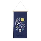 GREEN HOUSE 刺繡タペストリー インテリア 飾り 装飾 (お月見/紺色, Ｌ)