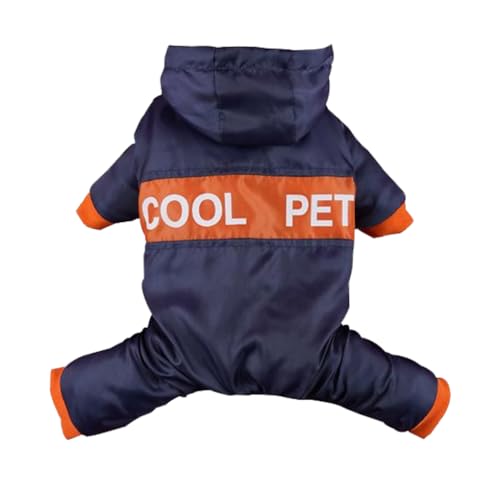 犬用ジャンプスーツ 犬服 子犬服 ハーネスジャケット 冬用アクセサリー 防水 保温 ペット用品 ネイビー青色/L