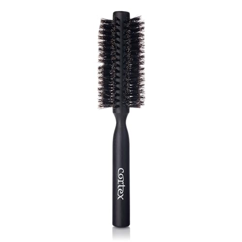 Cortex Professional Natural Bristle Hair Brush, Black 2.75", for Men & Women, for Drying All Hair Types, Fine and Coarse, Wooden Handle