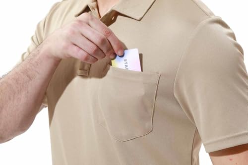 Image of Rdruko Men's Polo Shirts Short Sleeve Quick Dry Outdoor Golf Sports Shirts with Pocket