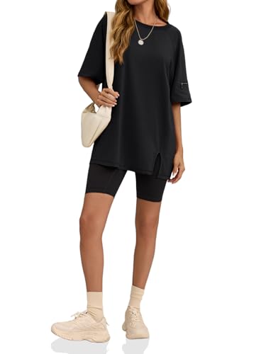 Tankaneo Womens Oversized Workout Tshirts Split Hem Raglan Short Sleeve Tops Summer Casual Loose Fit Tee Shirt3