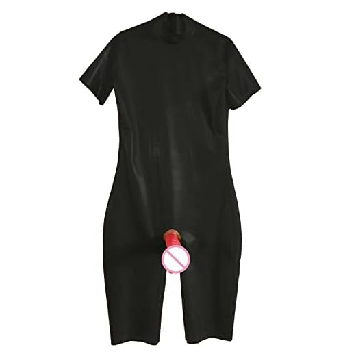 100% latexgummi Fitnessuniform Catsuit Sexig svart kostym Fast fest 0,4 mmS-XXL,svart röd,L