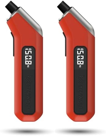 ETENWOLF Digital Tire Pressure Gauge 2 Pack, Industrial Tire Gauge 3-200 PSI, Calibrated to ANSI B40.7 Grade 2A(Plus-Minus 0.5%), Air Pressure Gauge with Replaceable AAA Batteries (Vivid Orange)
