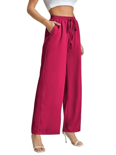 Women's Knot Front Wide Leg Pants High Waisted Casual Lounge Pants Trousers