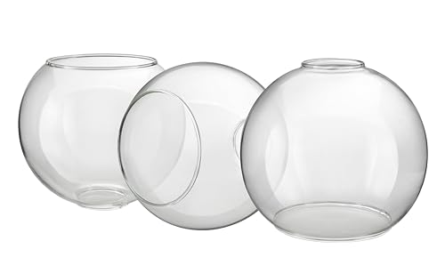 Image of Aspen Creative 23627-60-3A, Clear Glass Shade For Lighting Fixture /Vanity Light /Wall Light, Size: 5-7 /8 inch D x 5-1 /8 inch H, 3 Pack
